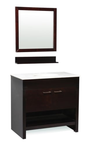 Ariel ST15-36 Espresso Auburn 36 Auburn Floor-Standing Modern Vanity Set - Includes Cabinet, Marble Top, Backsplash, Undermount Ceramic Sink, and Mirror ST15-3