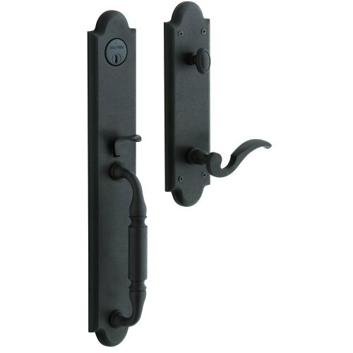 Baldwin 6401402RENT Distressed Oil Rubbed Bronze Keyed Entry Right Handed Devonshire Estate Single Cylinder Handleset With Interior 5152 Lever