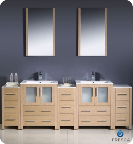 Fresca Torino 84-inch Light Oak Modern Bathroom Double Vanity with Undermount Sinks