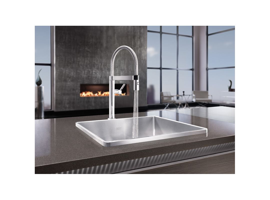Blanco 441622 Chrome Culina Pre-Rinse High-Arc Kitchen Faucet with ...